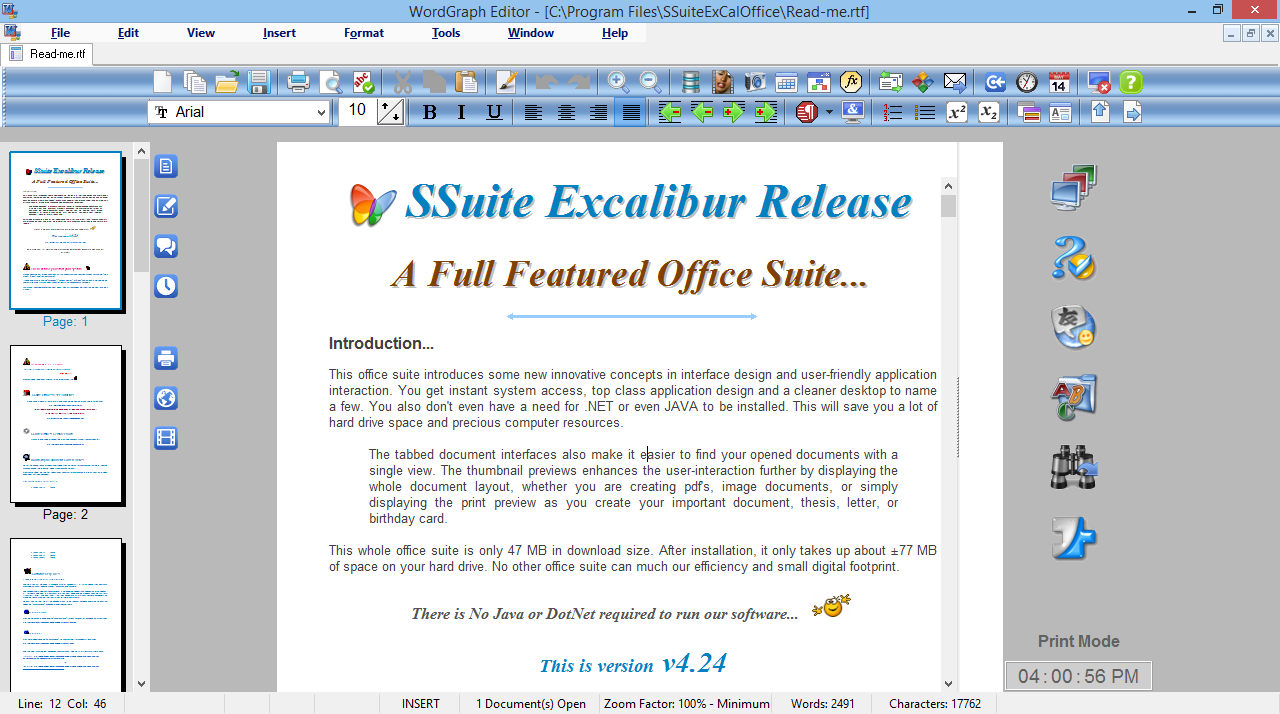 SSuite WordGraph Editor freeware screenshot